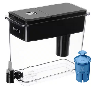 Brita UltraMax 27-Cup Extra Large Filtered Water Dispenser in Black with 1 Elite Filter, BPA Free