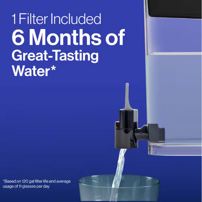 Brita UltraMax 27-Cup Extra Large Filtered Water Dispenser in Black with 1 Elite Filter, BPA Free