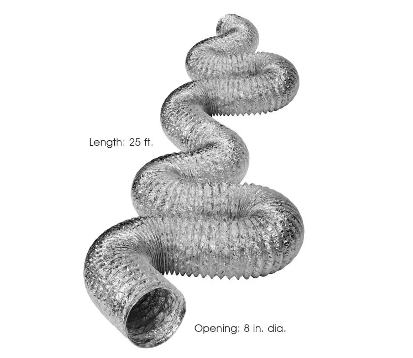 Deflect-o 8 in. x 25 ft. Non-Insulated Flexible Aluminum Duct with Scrim