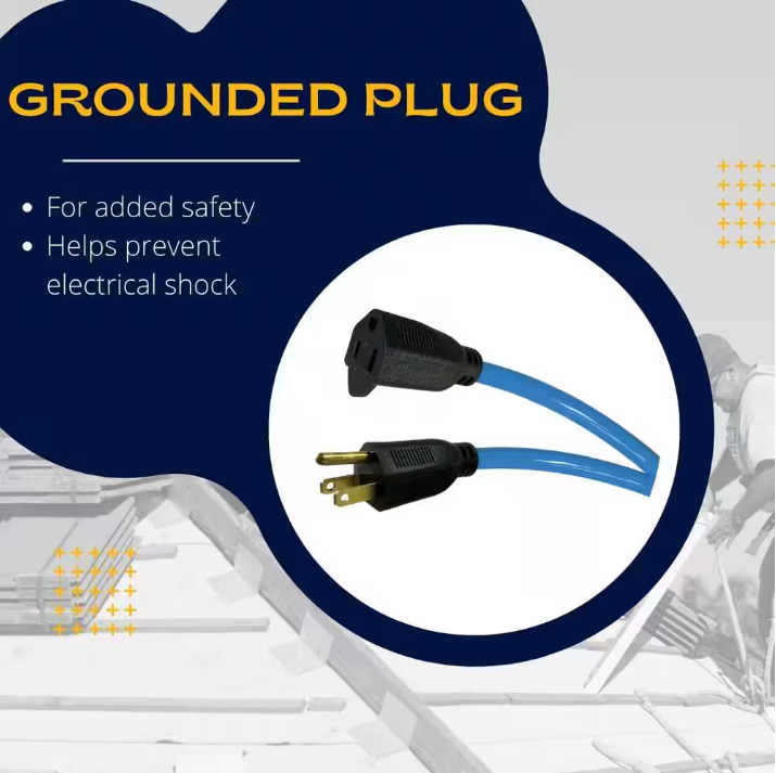 Husky 100 ft. 14/3 Medium Duty Cold Weather Indoor/Outdoor Extension Cord, Blue