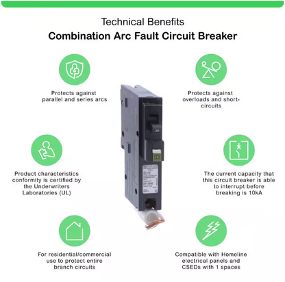 Square D Homeline 20 Amp Single-Pole Combination Arc Fault Circuit Breaker(HOM120CAFIC)