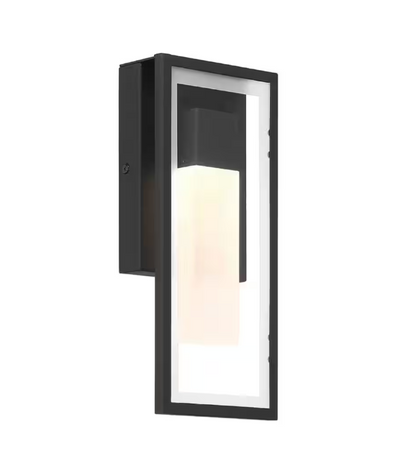 Easylite 12 in. Black Outdoor Hardwire Wall Lantern Sconce with Integrated LED