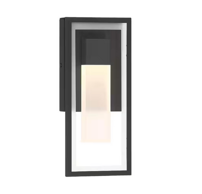 Easylite 12 in. Black Outdoor Hardwire Wall Lantern Sconce with Integrated LED