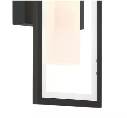 Easylite 12 in. Black Outdoor Hardwire Wall Lantern Sconce with Integrated LED
