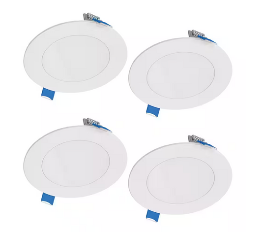 HALO HLBSL4 4 in. Adjustable CCT Canless IC Rated Dimmable Indoor Integrated LED Recessed Light Kit (4-Pack)