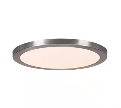 Commercial Electric 15 in. Brushed Nickel New Ultra-Low Profile Integrated LED Flush Mount 5CCT (2-Pack)
