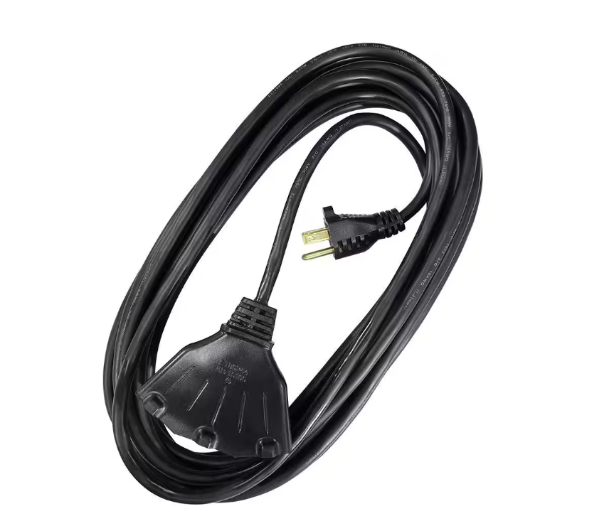 HDX 25 ft. 16/3 Light Duty Indoor/Outdoor Extension Cord with Multiple Outlet Triple Tap End, Black