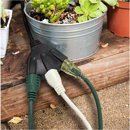 HDX 25 ft. 16/3 Light Duty Indoor/Outdoor Extension Cord with Multiple Outlet Triple Tap End, Black