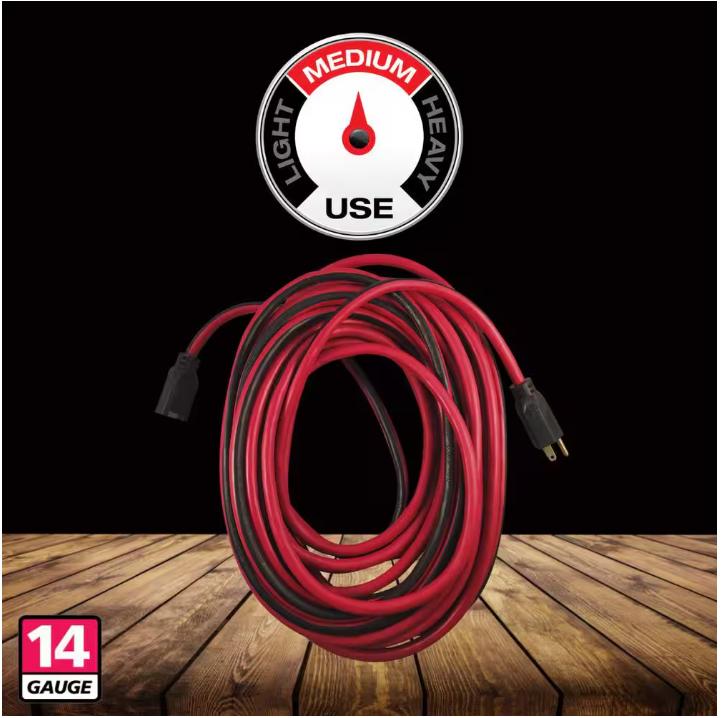 Husky 50 ft. 14/3 Medium Duty Indoor/Outdoor Extension Cord, Red/Black