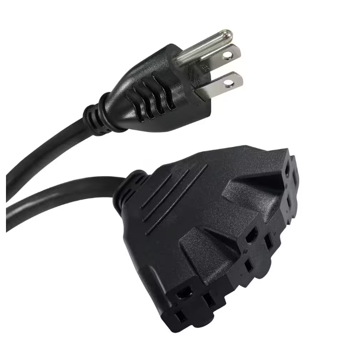 HDX 100 ft. 16/3 Light Duty Indoor/Outdoor Extension Cord with Fan Tap, Black
