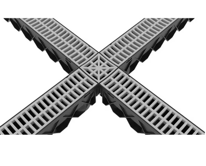 RELN Storm Drain 5 in. x 5 in. Plastic 4-Way Adapter with Portland Grey Grate