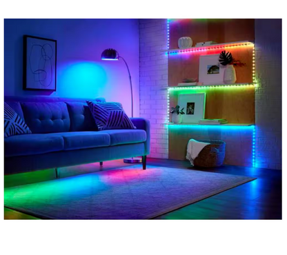 EcoSmart 32.8 ft. Smart RGBWIC Dynamic Color Changing Dimmable Plug-In LED Strip Light Powered by Hubspace