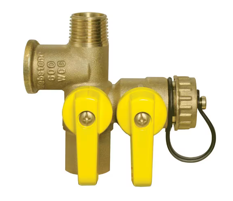 Webstone 2 in. FIP x MIP x FIP x Hose Full Port Brass Ball Valve with Hi-Flow Hose Drain-Expansion Tank