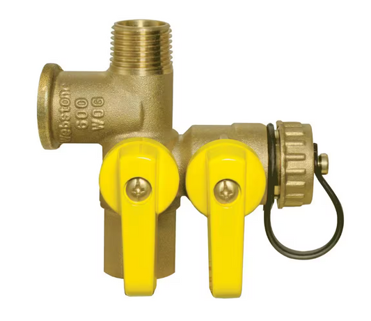 Webstone 2 in. FIP x MIP x FIP x Hose Full Port Brass Ball Valve with Hi-Flow Hose Drain-Expansion Tank