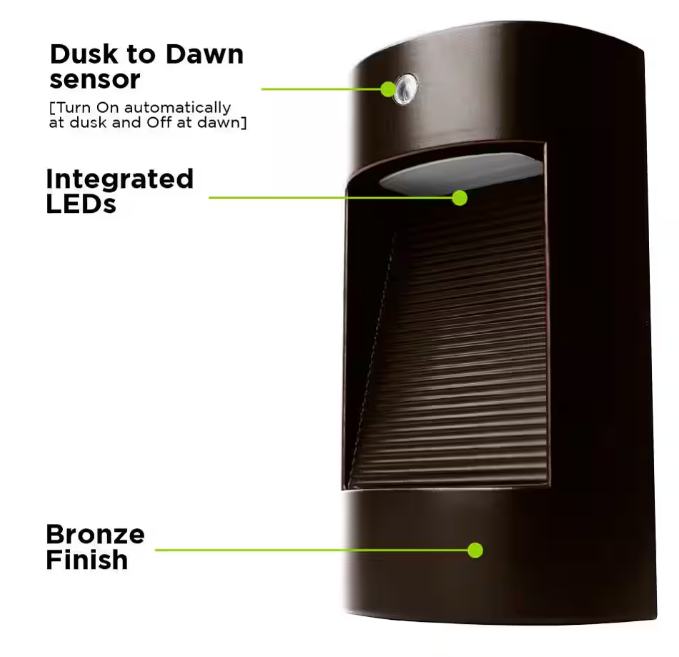 Commercial Electric 25-Watt Equivalent Integrated LED Bronze Dusk to Dawn Photocell Sensor Security Down Light Outdoor Wall Pack Light 5000K