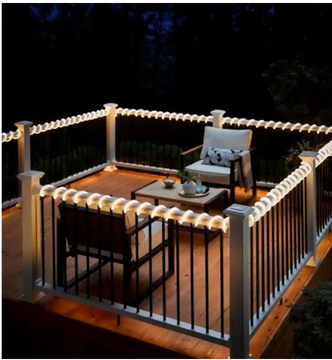 EcoSmart 16.4 ft. Plug-In Bright White LED 360° Outdoor Dimmable Linkable Rope Light with Remote Control