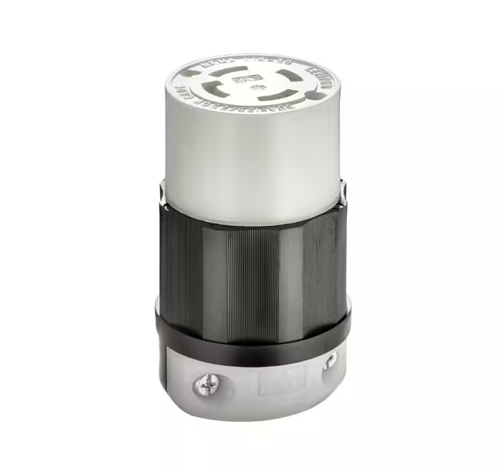 Leviton 30 Amp 125/250-Volt Locking Connector, Black and White 2713-CS