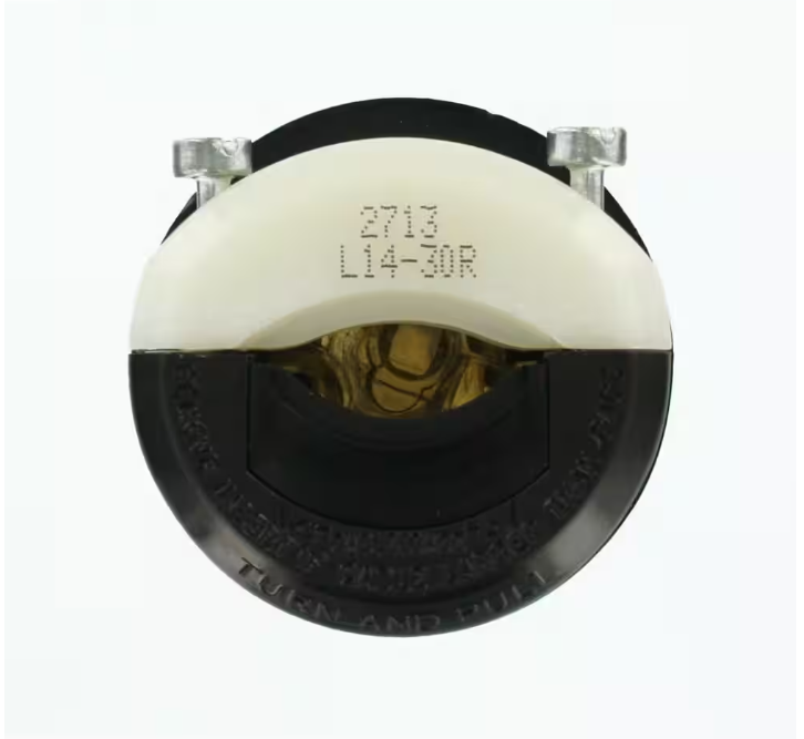 Leviton 30 Amp 125/250-Volt Locking Connector, Black and White 2713-CS