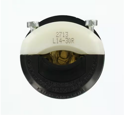 Leviton 30 Amp 125/250-Volt Locking Connector, Black and White 2713-CS