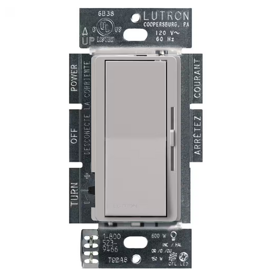 Lutron Diva LED+ Dimmer Switch for Dimmable LED and Incandescent Bulbs, 150-Watt/Single-Pole or 3-Way, Gray (DVCL-153P-GR)