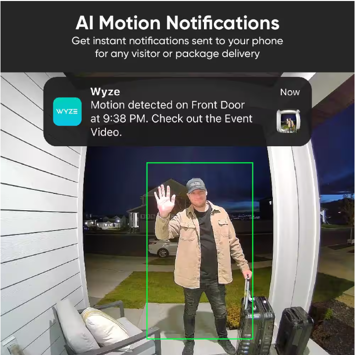 Wyze Wired Video Doorbell v2, 2K HD Video with Head-to-Toe view, 2-way Audio, Night Vision, Voice Assistants