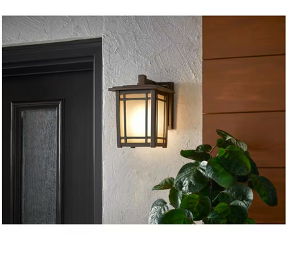 Home Decorators Collection Port Oxford 8.12 in. 1-Light Oil-Rubbed Chestnut Hardwired Outdoor Wall Light Lantern Sconce