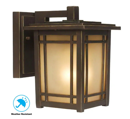 Home Decorators Collection Port Oxford 8.12 in. 1-Light Oil-Rubbed Chestnut Hardwired Outdoor Wall Light Lantern Sconce