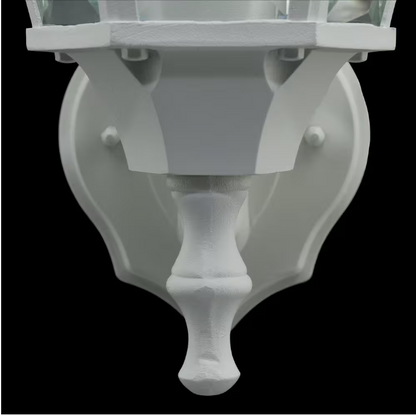 Hampton Bay 14 in. 1-Light White Hardwired Dusk-to-Dawn Outdoor Wall Light Lantern Sconce with No Bulb Included