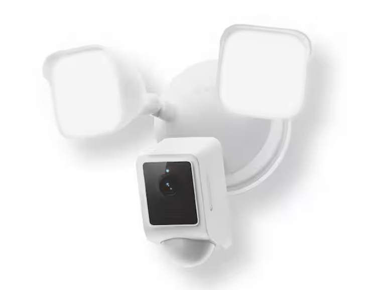 Wyze Wired Outdoor Wi-Fi Floodlight v2 Home Security Camera with 2K Video, Color Night Vision, Motion Activated LEDs - White