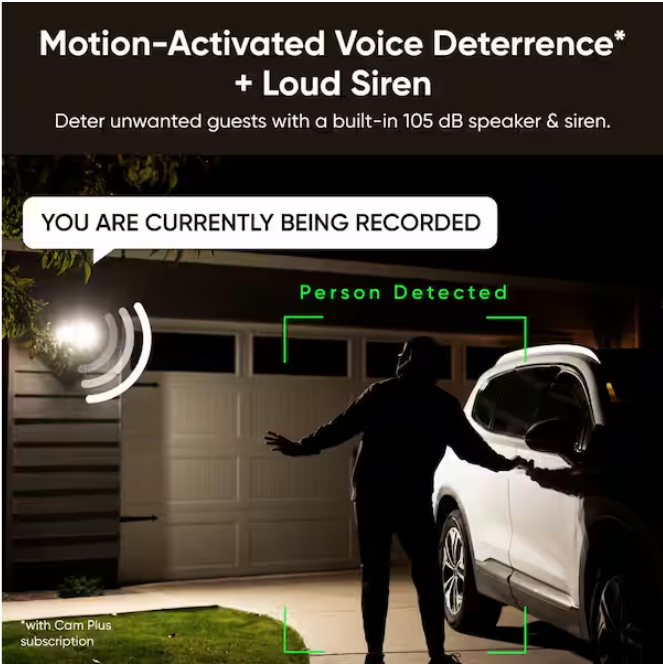 Wyze Wired Outdoor Wi-Fi Floodlight v2 Home Security Camera with 2K Video, Color Night Vision, Motion Activated LEDs - White