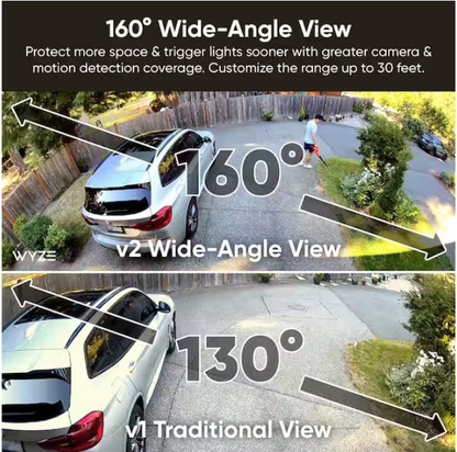 Wyze Wired Outdoor Wi-Fi Floodlight v2 Home Security Camera with 2K Video, Color Night Vision, Motion Activated LEDs - White