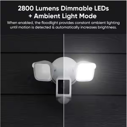 Wyze Wired Outdoor Wi-Fi Floodlight v2 Home Security Camera with 2K Video, Color Night Vision, Motion Activated LEDs - White