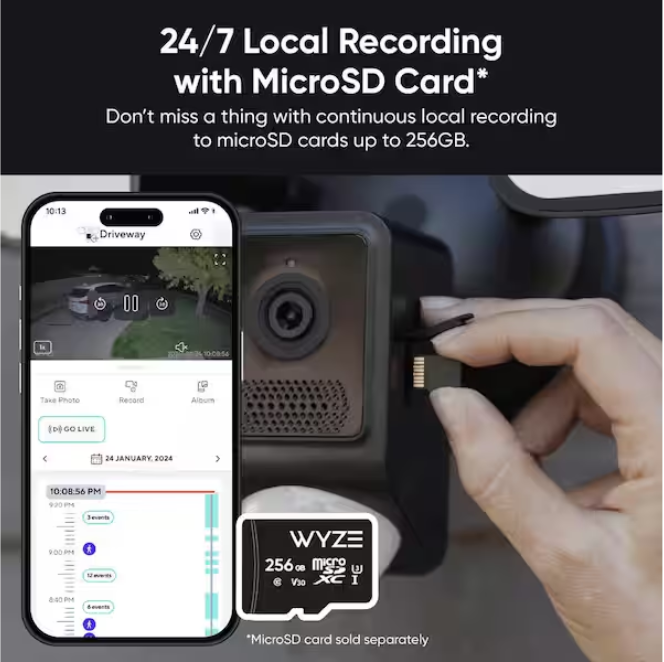 Wyze Wired Outdoor Wi-Fi Floodlight v2 Home Security Camera with 2K Video, Color Night Vision, Motion Activated LEDs - White