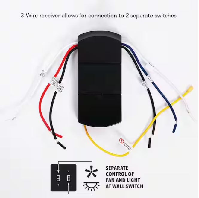 Hampton Bay White Universal 3-speed Damp Rated Ceiling Fan Remote Control with Dimmer