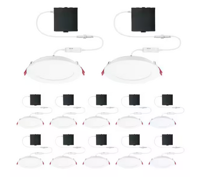 Commercial Electric Pro Value Series LED 6 in Round Adj Color Temp Canless Recessed Light for Kitchen Bath Living rooms, Wht 12-Pk