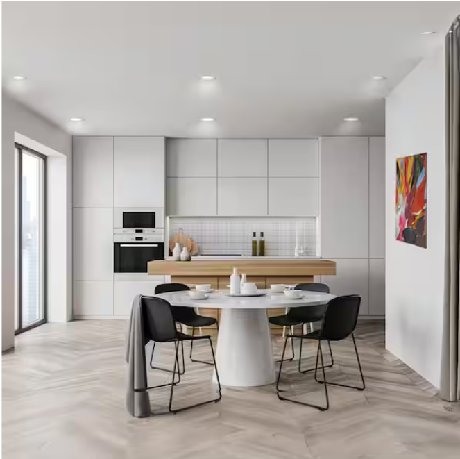 Feit Electric 5 or 6 in. 925 Lumens Selectable 5CCT Dimmable Integrated LED Retrofit Recessed Light Baffle Trim, White 6-Pack