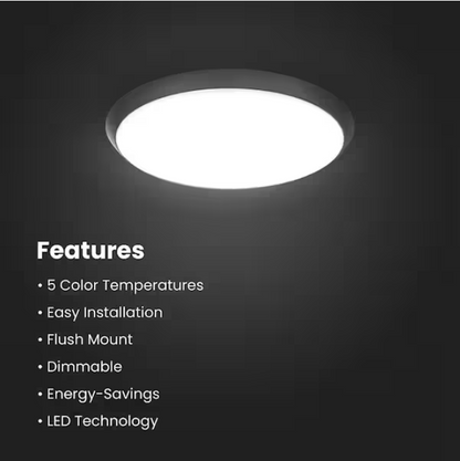 Commercial Electric 11 in. Matte Black Motion Sensor Integrated LED Dimmable Selectable CCT Flush Mount Indoor Ceiling Light