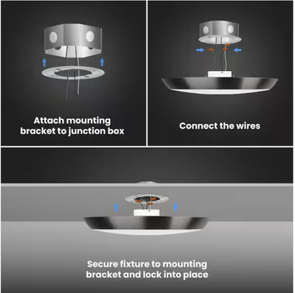 Commercial Electric 11 in. Matte Black Motion Sensor Integrated LED Dimmable Selectable CCT Flush Mount Indoor Ceiling Light