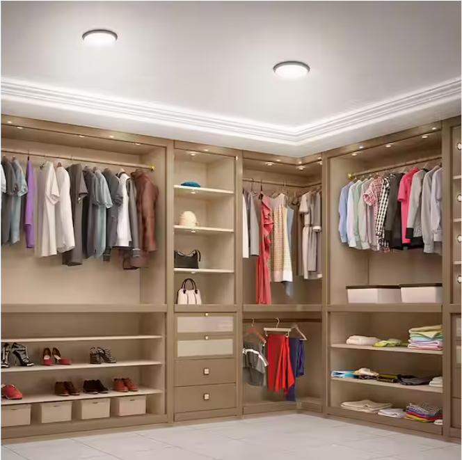 Commercial Electric 11 in. Matte Black Motion Sensor Integrated LED Dimmable Selectable CCT Flush Mount Indoor Ceiling Light