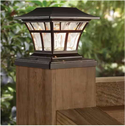 Hampton Bay 4x4 or 6x6 Mediterranean Bronze Integrated LED Outdoor Solar Deck Post Light