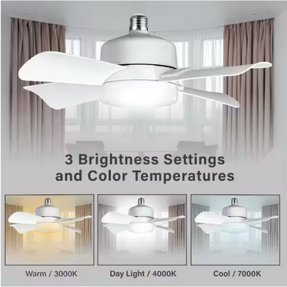 Bell + Howell 15.7 in. Indoor White Ceiling Fan with Remote, RGB CCT LED Light, Socket