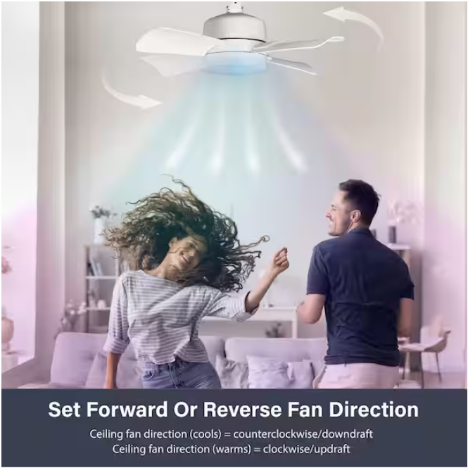 Bell + Howell 15.7 in. Indoor White Ceiling Fan with Remote, RGB CCT LED Light, Socket