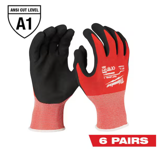 Milwaukee Medium Red Nitrile Level 1 Cut Resistant Dipped Work Gloves (6-Pack)