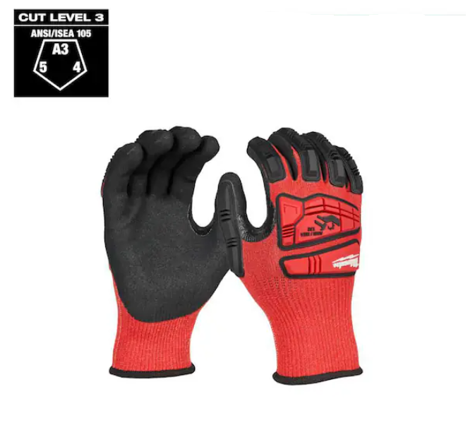 Milwaukee X-Large Red Nitrile Level 3 Cut Resistant Impact Gloves