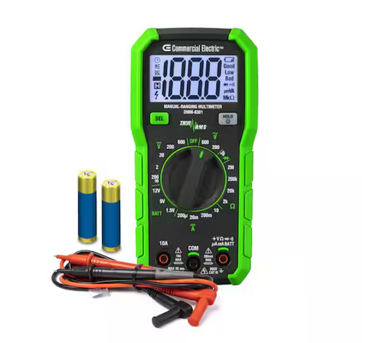 Commercial Electric 600-Volt True RMS Manual-Ranging Digital Multimeter