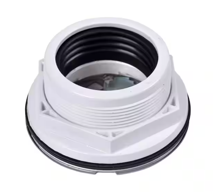 Oatey Round No-Caulk White PVC Shower Drain with 4-1/4 in. Round Snap-In Stainless Steel Drain Cover