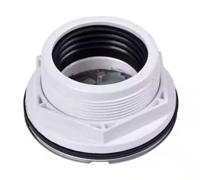 Oatey Round No-Caulk White PVC Shower Drain with 4-1/4 in. Round Snap-In Stainless Steel Drain Cover