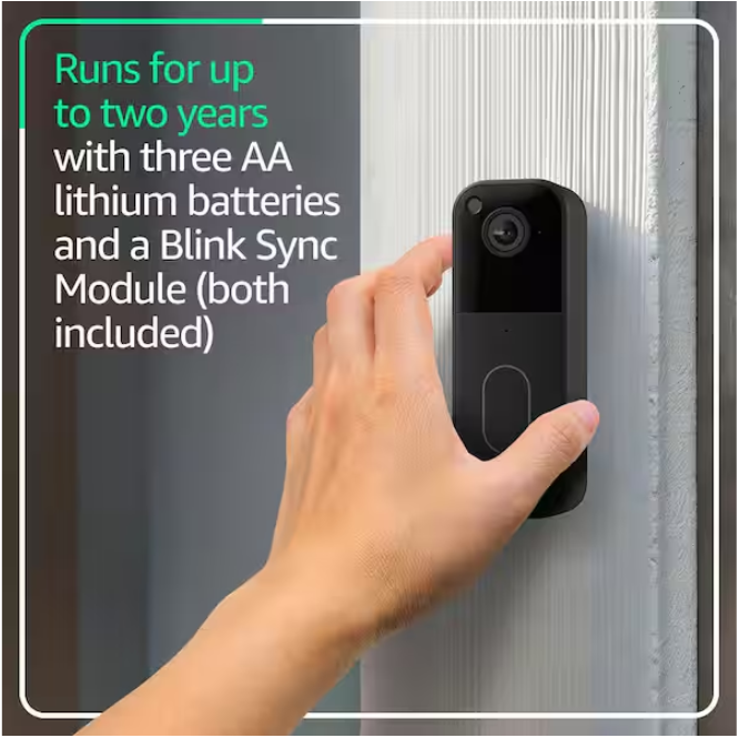 Blink Video Doorbell System - Wireless - Battery Operated Smart Video Doorbell Camera and Included Sync Module Core,Black