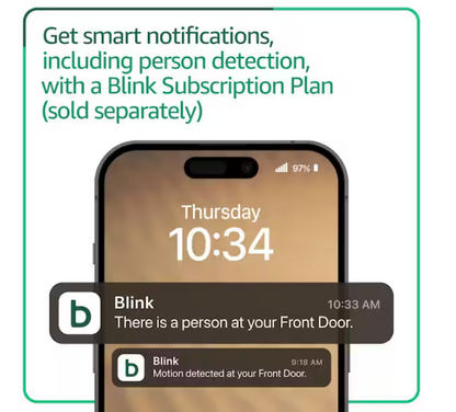 Blink Video Doorbell System - Wireless - Battery Operated Smart Video Doorbell Camera and Included Sync Module Core,Black