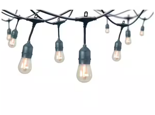 Hampton Bay 12-Light 24 ft. Plug-in Indoor/Outdoor Edison String Light with S14 Single Filament LED Bulbs
